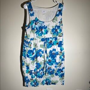 Ann Taylor LOFT Floral Sleeveless Bead Embellished Cinched Tunic Top Dress